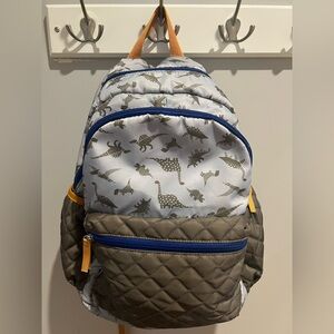 Matilda Jane Dinosaur Print Quilted Backpack - Blue and olive green